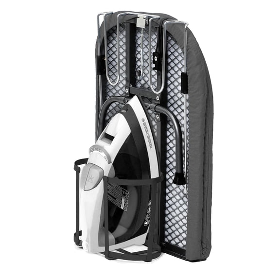 Tabletop Ironing Board with Iron Holder, RAINHOL Small Folding Ironing Board with Cover and Pad, Portable Compact Mini Iron Table for Home & Travel, Black