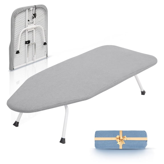 Tabletop Ironing Board, Silver & Blue, Folding Portable Mini Ironing Mat for Laundry and Dorms