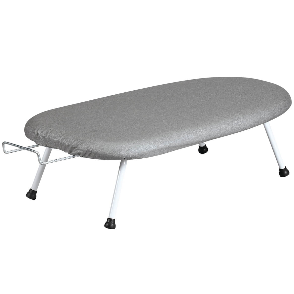 Compact Gray Cotton Tabletop Ironing Board with Metal Legs