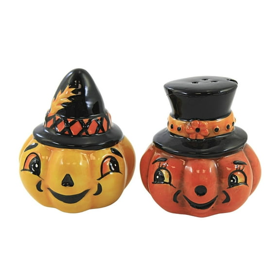 Tabletop Jack-O-Lantern S/P Ceramic Salt And Pepper Shakers R0040