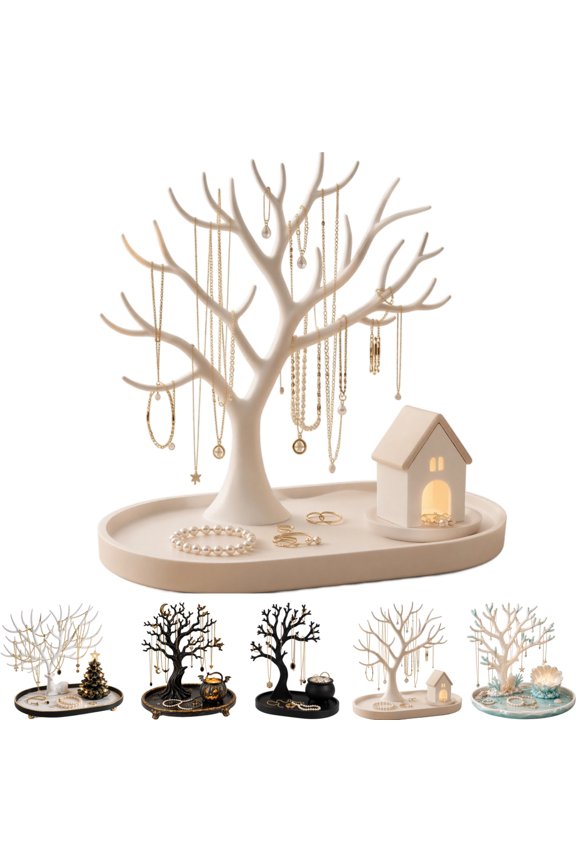 Tabletop Jewelry Tree Stand Organizer Light Up Necklace Tree Earring Tree Jewelry Holder Stand Key Chain Display Stand Entryway Decor For Bedroom Dresser Vanity Shelf,E