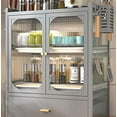thumbnail image 1 of Tabletop Kitchen Storage Cabinet with Drawer, Countertop Cupboard with Detachable Dish Rack Pantry Cabinet with Draining Tray Small Sideboard Gray for Dishes Cookware, 1 of 7