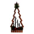 Tabletop LED Battery Operated Light Up Wooden Christmas Tree 17 Inch