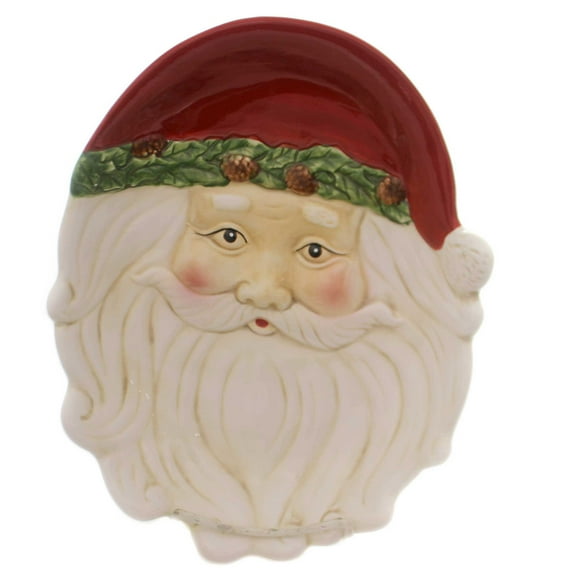 Tabletop Lg Santa Face Plate Ceramic Christmas Holiday Party 53180B