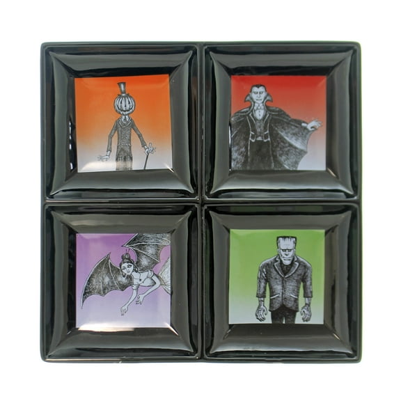 Tabletop Monster Divided Halloween Dish Party Dracula Bat Frankenstein 797139