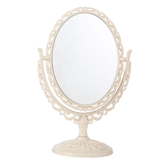 Tabletop Makeup Mirror Double Sided Desk Vanity Mirror for Bath Office Hotel Beige