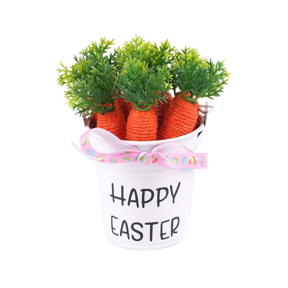 Tabletop Metal Easter Carrot Pot Decor 5.12in Happy Easter Spring Desk Shelf Decorations Farmhouse Home