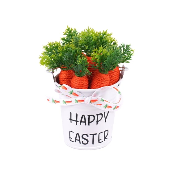 Tabletop Metal Easter Carrot Pot Decor 5.12in Happy Easter Spring Desk Shelf Decorations Farmhouse Home