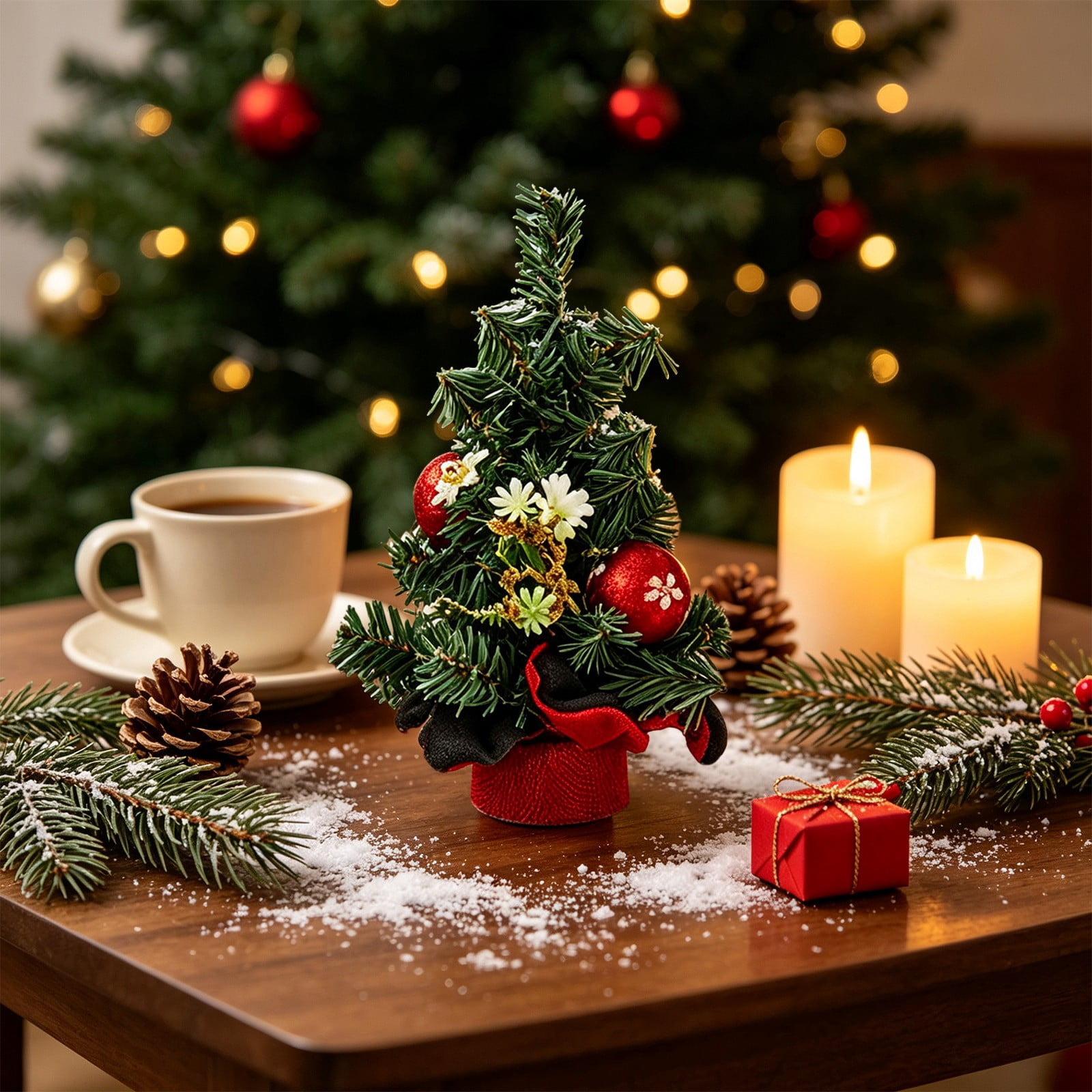Tabletop Mini Artificial Christmas Tree, Small Pre-Decorated Xmas ...