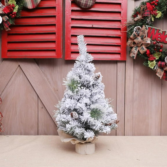 Tabletop Mini Christmas Tree, 12" Artificial Christmas Tree Miniature Pine Christmas Tree with Linen Base Perfect for Christmas Decorations, Home, Kitchen, Dining Table