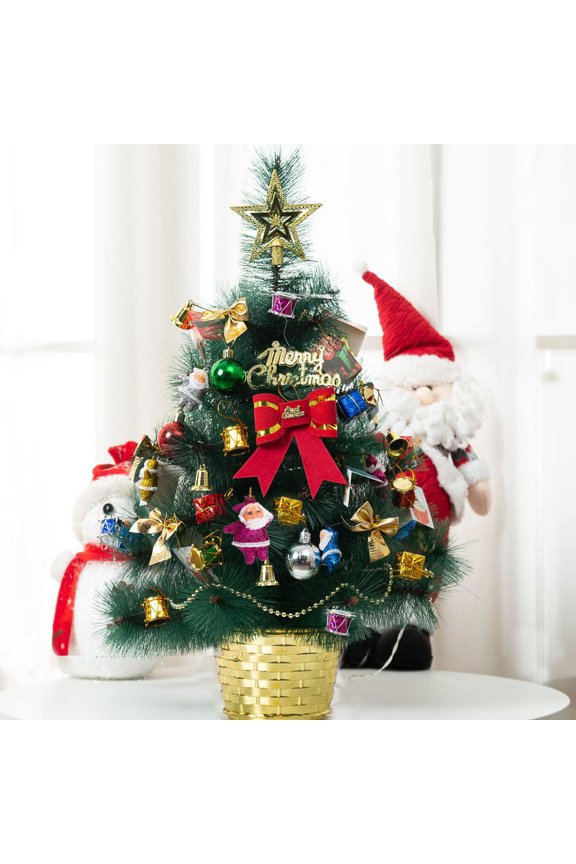 Tabletop Mini Christmas Tree, 24"/60cm Artificial Small Xmas Pine Tree with LED String Lights , for Christmas Dcor