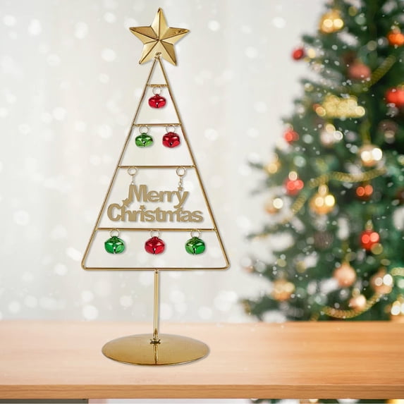 Tabletop Mini Christmas Tree,Artificial Tabletop Christmas Tree with Lights,Tabletop Metal Christmas Tree Wrought Iron Ornament Display Stand Christmas Ornament,Desktop Decorations Mini Xmas Tree