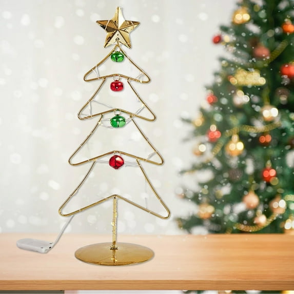 Tabletop Mini Christmas Tree,Artificial Tabletop Christmas Tree with Lights,Tabletop Metal Christmas Tree Wrought Iron Ornament Display Stand Christmas Ornament,Desktop Decorations Mini Xmas Tree