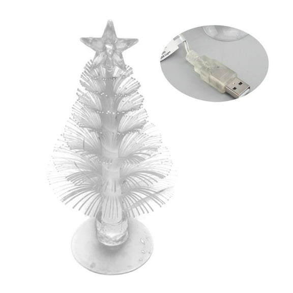 Tabletop Mini Christmas Tree with USB Power,LED Light,Desktop Christmas Tree with 7 Colors Fiber Optic Xmas Ornament Decoration for Holiday Party,Home,Office,Bar Decor