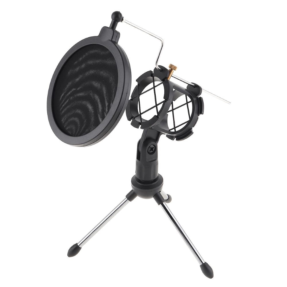 Tabletop Mini Foldable Desktop Universal Anti-Spray Microphone Shock Mount Holder Tripod Stand Bracket