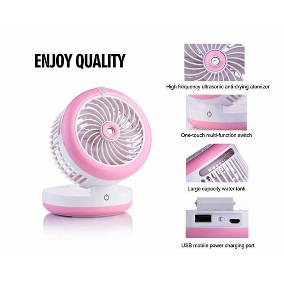 Tabletop Mist Fan Humidifier with Adjustable Fan Speeds and Mist Settings
