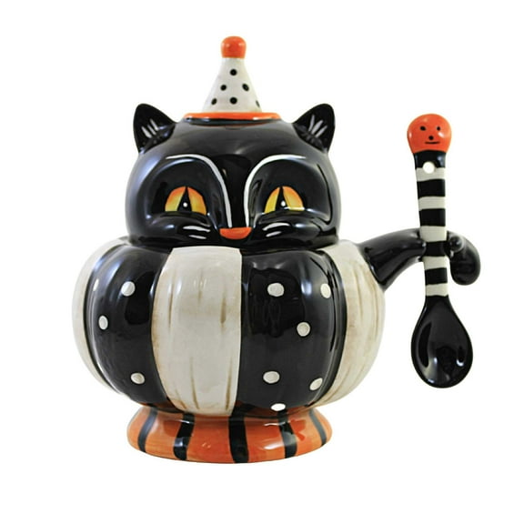 Tabletop Peek-A-Boo Candy Bowl W/ Spoon Halloween Johanna Parker Th00158 Cat