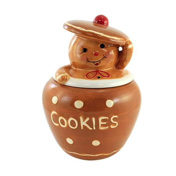 Tabletop Peeking Gingerbread Cookie Jar Dolamite Christmas Lidded Baking Y9954
