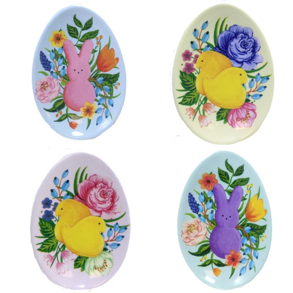 Tabletop Peeps Egg Shaped Mini Plates 4 Pc Set Melamine Easter Decor Me0576