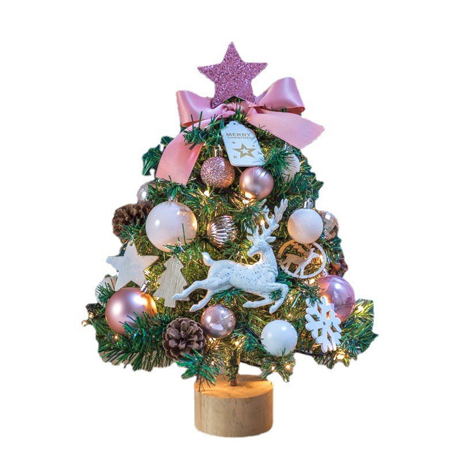 Tabletop Pink Christmas Tree Mini Artificial Christmas Tree With Lights, Christmas Decorations Tree Bedroom Christmas Tree Ornaments - Walmart.com