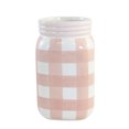 thumbnail image 1 of Tabletop Plaid Container Jar Dolomite Planter Utensil Holder A7000 Pink, 1 of 3