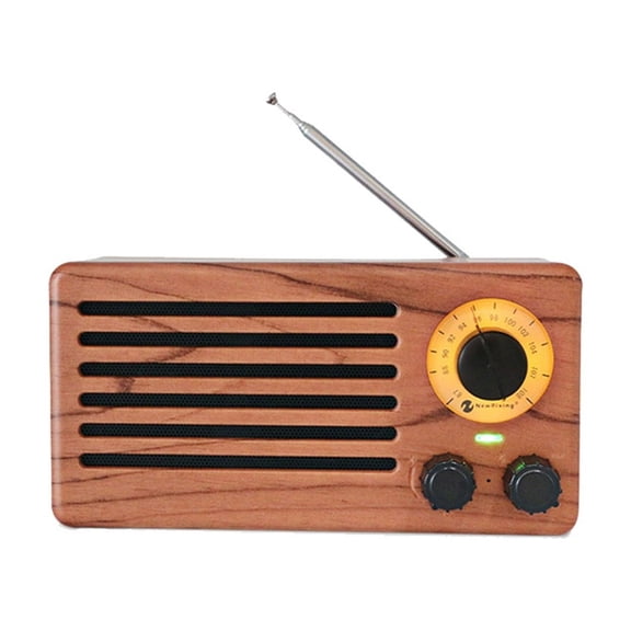 Tabletop Portable Speaker With Anti-interference FM Radio, Wood Grain Built-in Hi-Fi Speaker