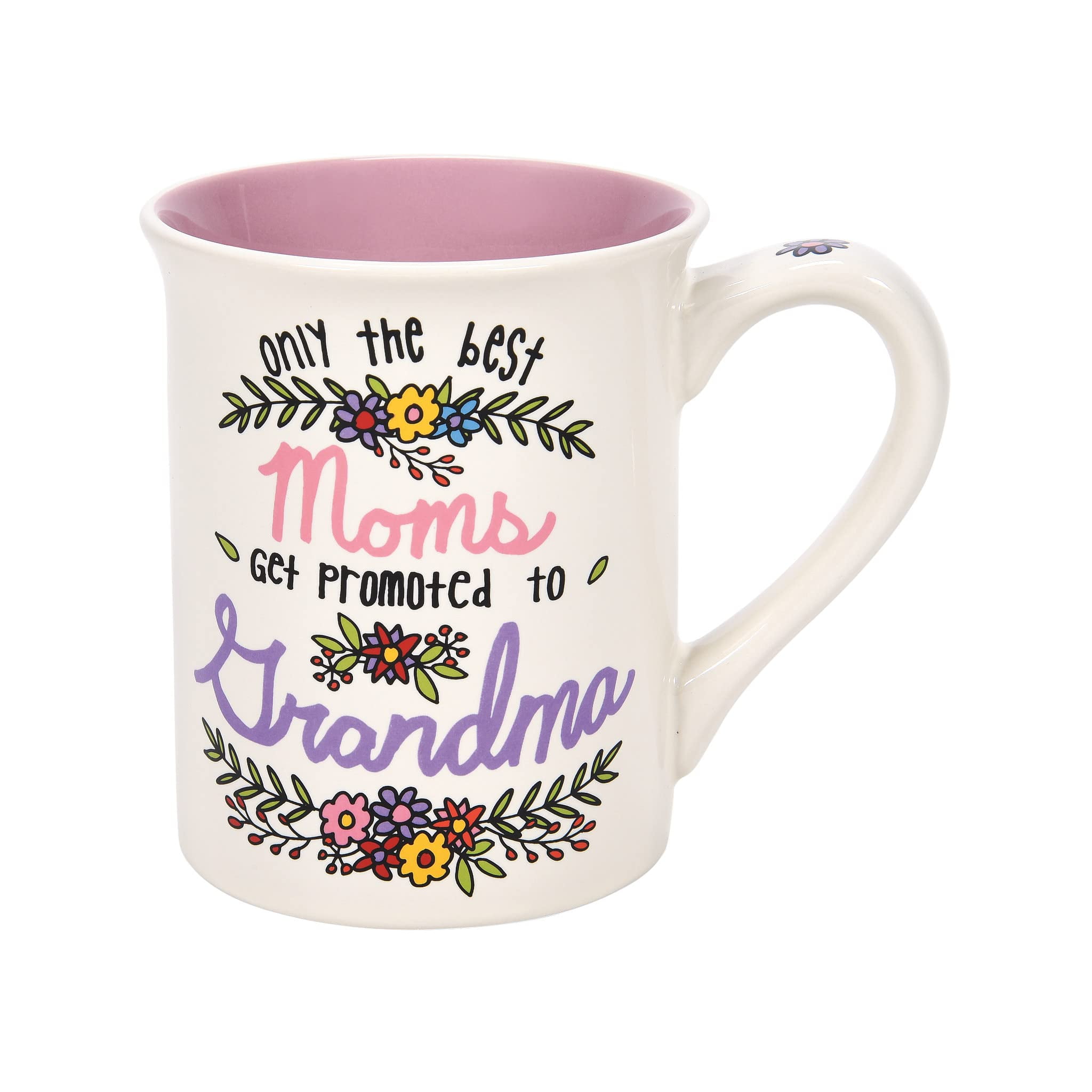 Pink Ceramic Grandma Promotion Mug with Floral Design