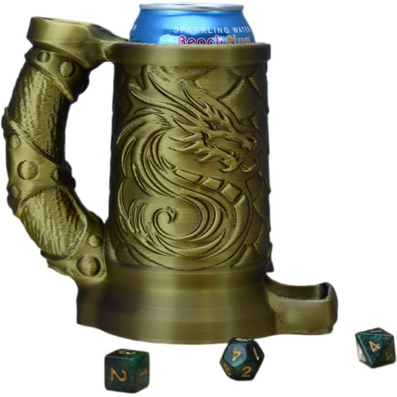 Dragon Crest Dice Tower with Can Cozy & Storage - Tabletop RPG Accessory for DND and Dice Organization