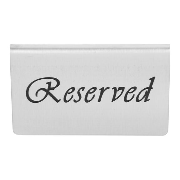 Stainless Steel Double Sided Reserved Table Sign for Party Use Silver Color