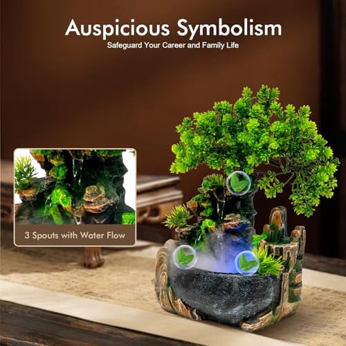 Lot De 9 Mini Figurines De Jardin Bonsaï - Fontaines, Rochers En Résine Pour Décors Miniatures