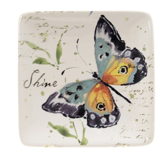 Tabletop Spring Meadows Canape Plates Ceramic Butterfly 26642 Shine