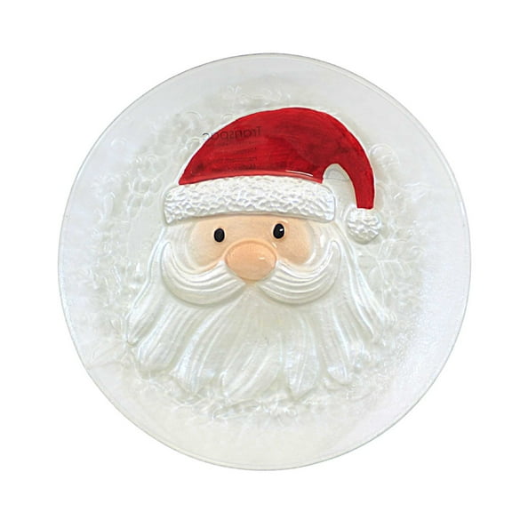 Tabletop Santa Glass Plate Glass Christmas Claus Tc01319