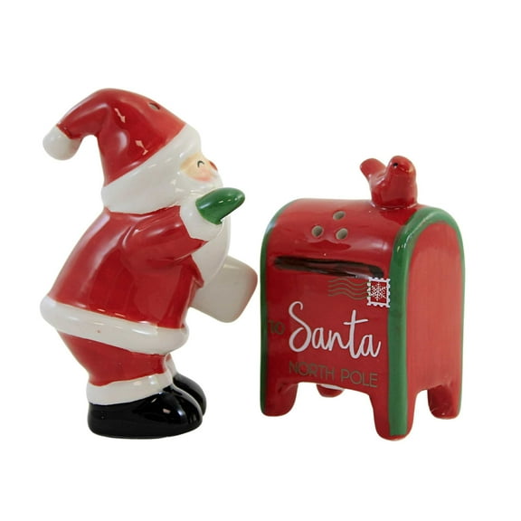 Tabletop Santa Mailbox  S & P Shaker Christmas Letters Postage Mx180551