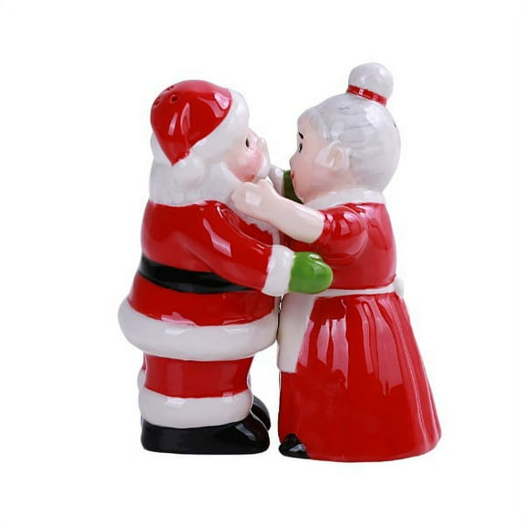Tabletop Santa & Mrs Claus Hugging Set/2 Salt Pepper Magnetic Christmas 13168