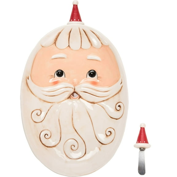 Tabletop Santa Platter W/Hat Spreader Dolomite Christmas Johanna Parker Y4834