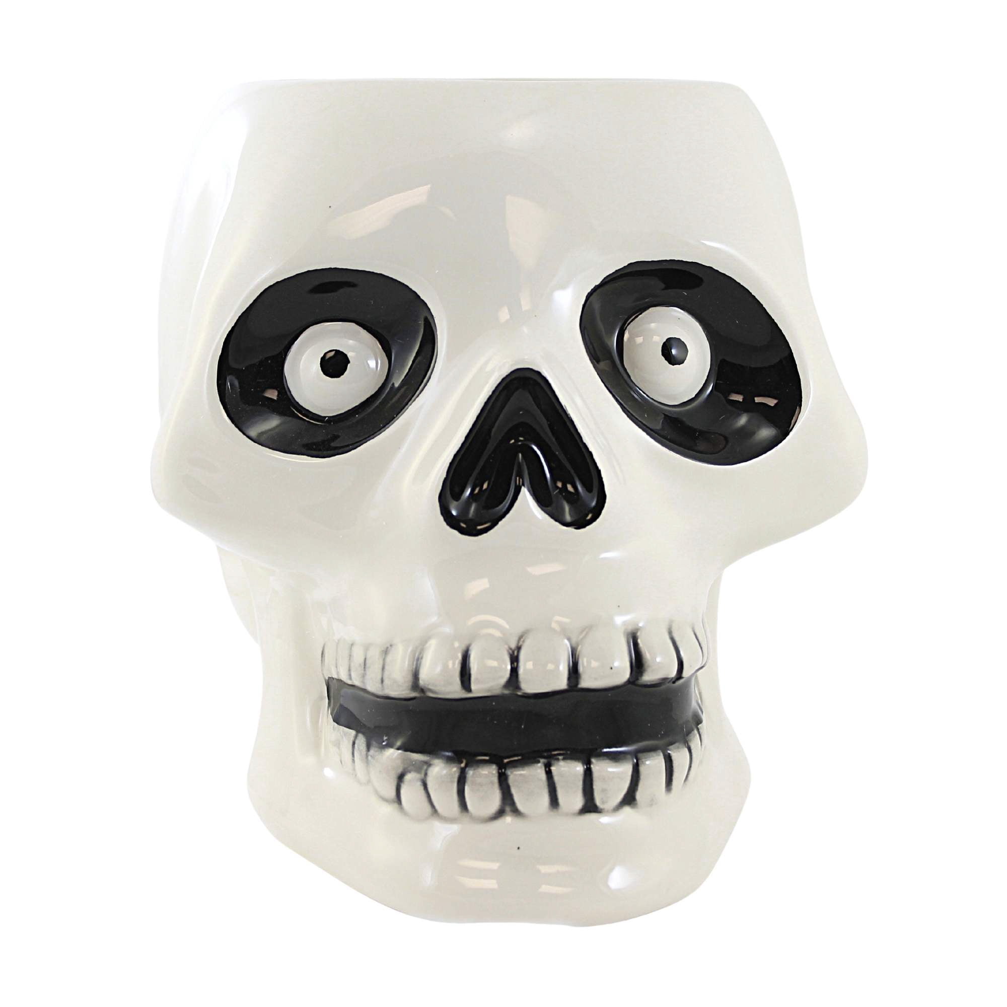 Tabletop Scaredy Cat Skeleton Treat Jar Ceramic Halloween Skull 37235Rm