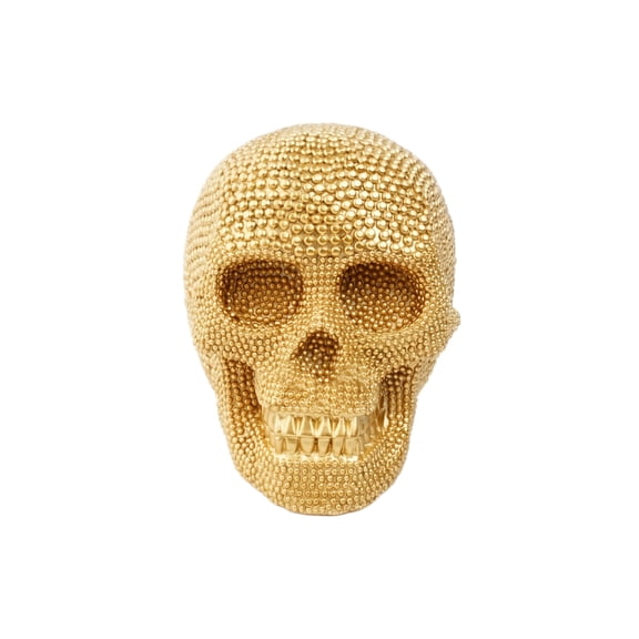 Tabletop Sculpture Gold Resin Beaded Skull Single Piece for Halloween Home Party Decor