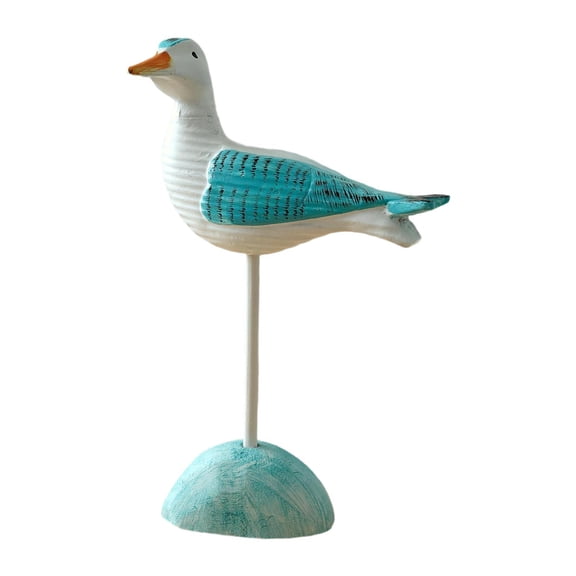 Tabletop Sculpture Seagull Figurine Artwork Unique Bird Shape Wood Decor for Coastal Housewarming Gift