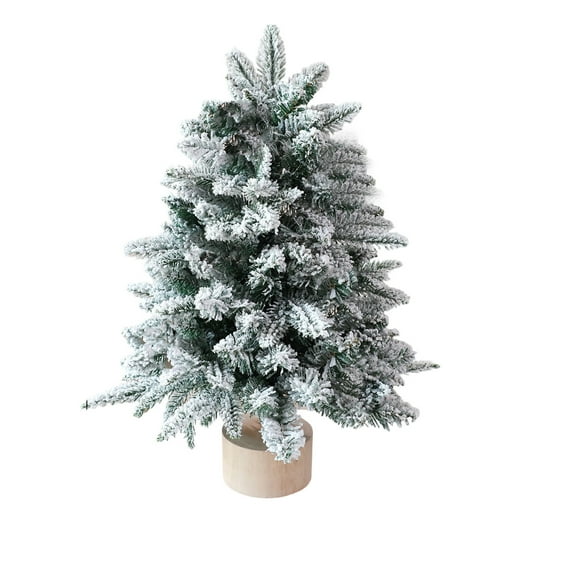 Tabletop Snowy Christmas Tree – 17.7in Mini PVC Christmas Decoration Tree for Holiday Scene Setup, Home Office Desk or Window Display