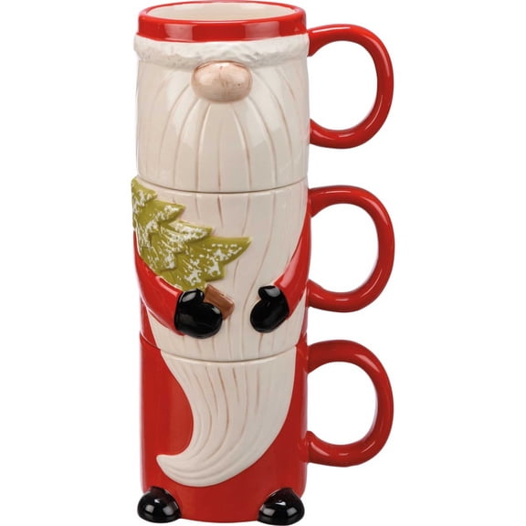 Tabletop Stacking Santa Gnome Set/3 Ceramic Christmas 112752