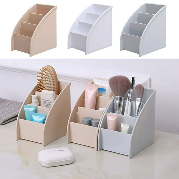 Tabletop Storage Organizer Tv Remote Control Holder Stationery Pen Box Container Cosmetics Partition Storage Box Sundries Shelf Khaki Smile Home