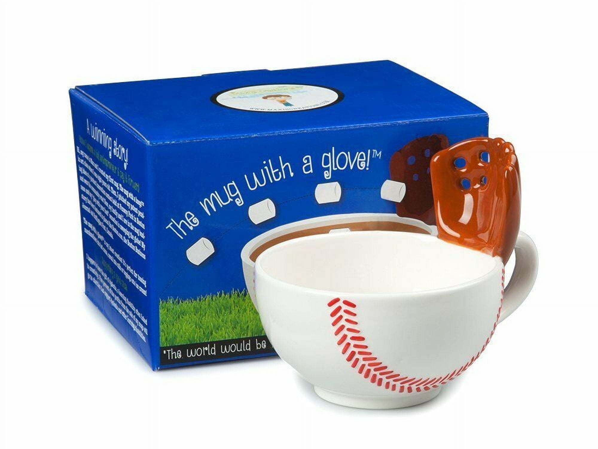 White Ceramic Baseball Mug with Glove Handle, 16oz