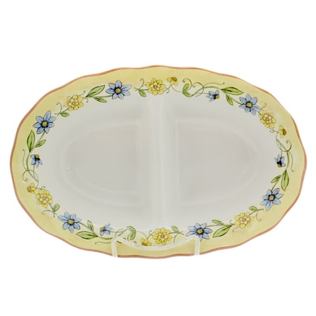 Tabletop Torino 2 Section Server Ceramic Spring Flowers Entertaining 26772