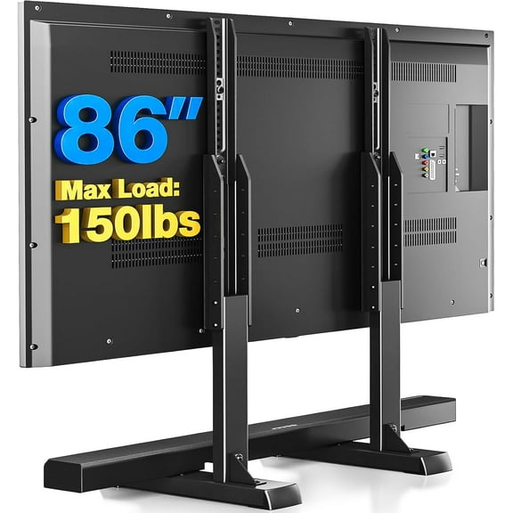 Height Adjustable Table Top TV Stand with Cable Management for 37-86" TVs, Steel, 150 lbs, Black