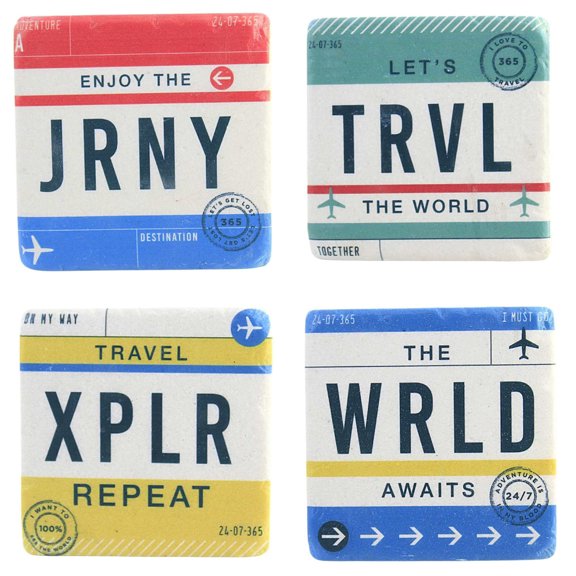 Tabletop Travel Coaster Set/4 Resin Journey World Cb176001