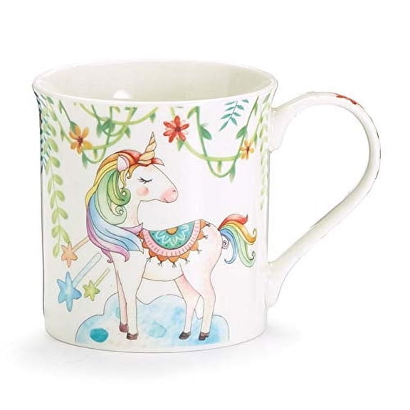 Tabletop Unicorn Mug Bone China Flowers Vines Spiraling Horn 9738366