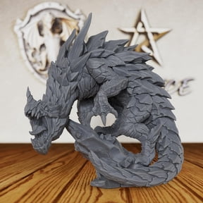 Tabletop Unpainted Miniatures - Spiked Depths Dragon RPG Figure for Dungeon Masters & RPG Gift - 28mm Scale DND Minis Figurine for Role Playing & Miniature Game - Delani the Depths Dragon (AS42)