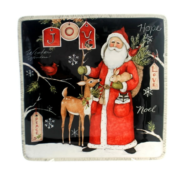 Tabletop Woodland Christmas Dinner Plate Santa Joy Deer Rabbit 19140 Santa