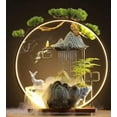 thumbnail image 1 of Tabletop Water Fountain, Indoor Waterfall with Round LED Light & Ceramic Elks, Mist Maker and Incense Holder for Home Office Decor, 1 of 18