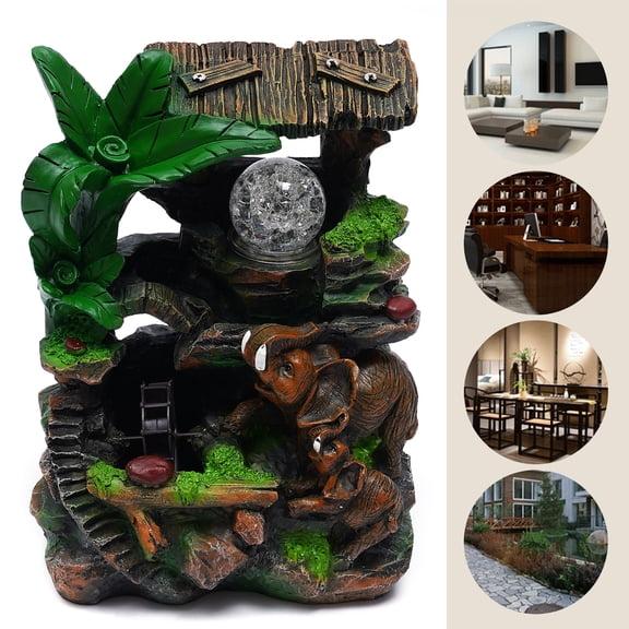 Tabletop Water Fountain Waterfall Fountain Home Table Decor W/LED Rolling Ball for Living Rooms, Bedrooms